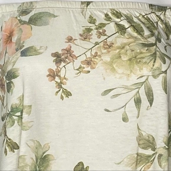 Chaser Shirt Womens Medium Cream Green Floral Off Shoulder Blouse Botanical - Picture 5 of 7
